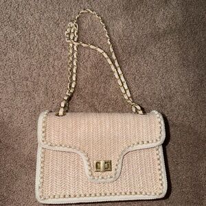 Elegant Cream Woven Handbag